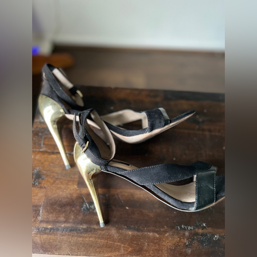 Zara Basic Collection Black Suede Leather And Gol… - image 7